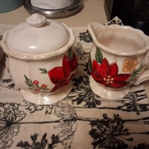 Charming Floral Ceramic Sugar and Creamer Set